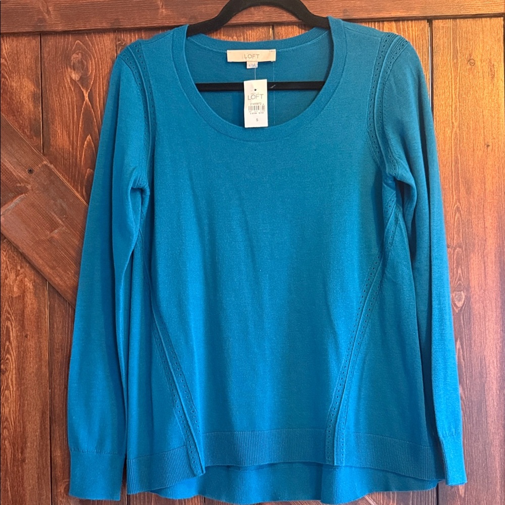 🍁LOFT Teal Scoop Neck Long Sleeve Sweater